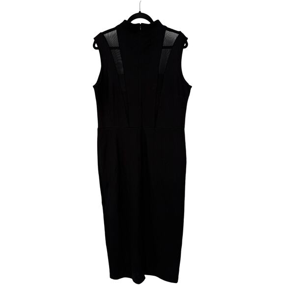 Marcella Amelia Ponte Mesh funnel neck midi dress black size XXL - Picture 5 of 9